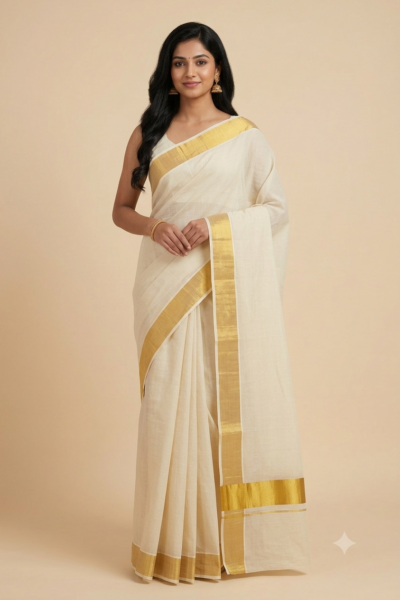 Kasaragod Bold Stripe Cotton-Silk Saree