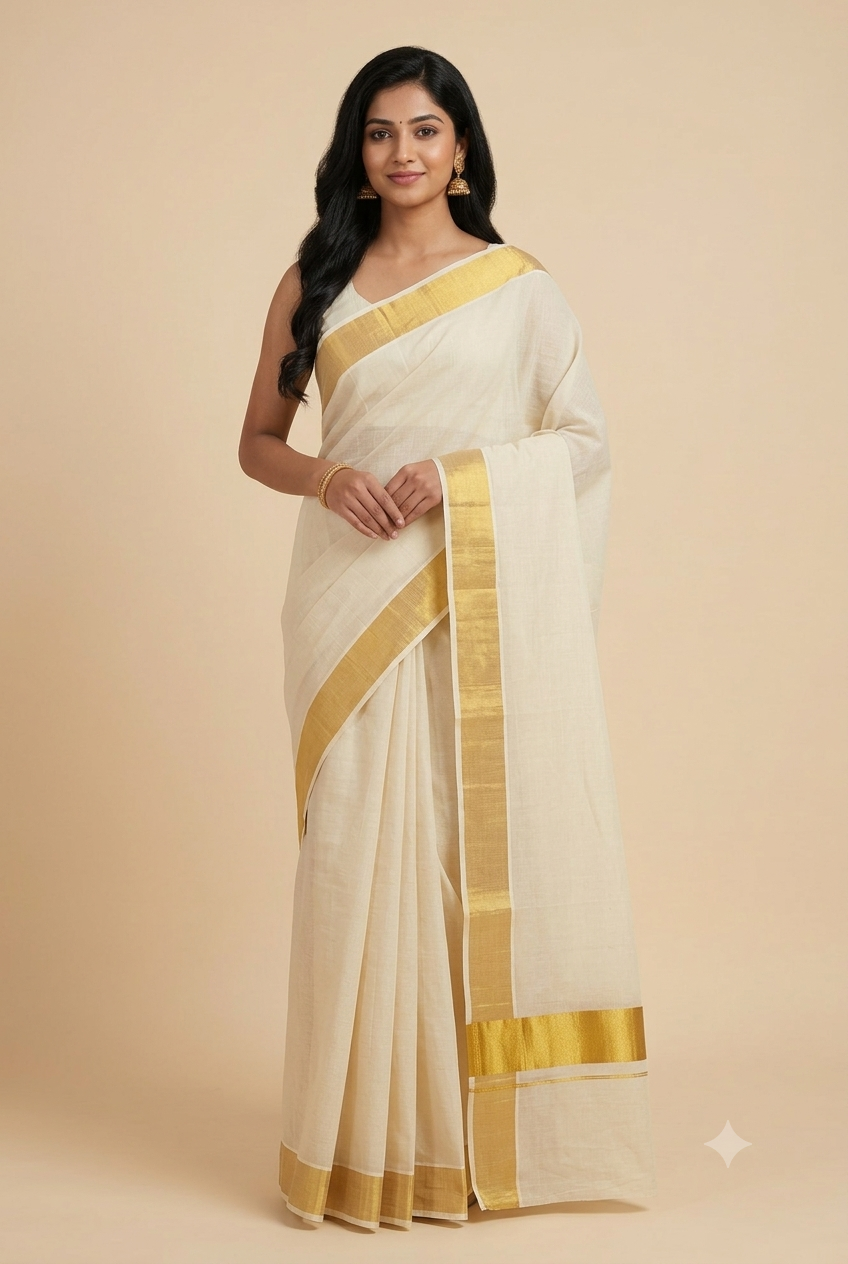 Kasaragod Bold Stripe Cotton-Silk Saree