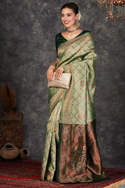 Chendamangalam Peacock Border Cotton-Silk Kasavu Saree